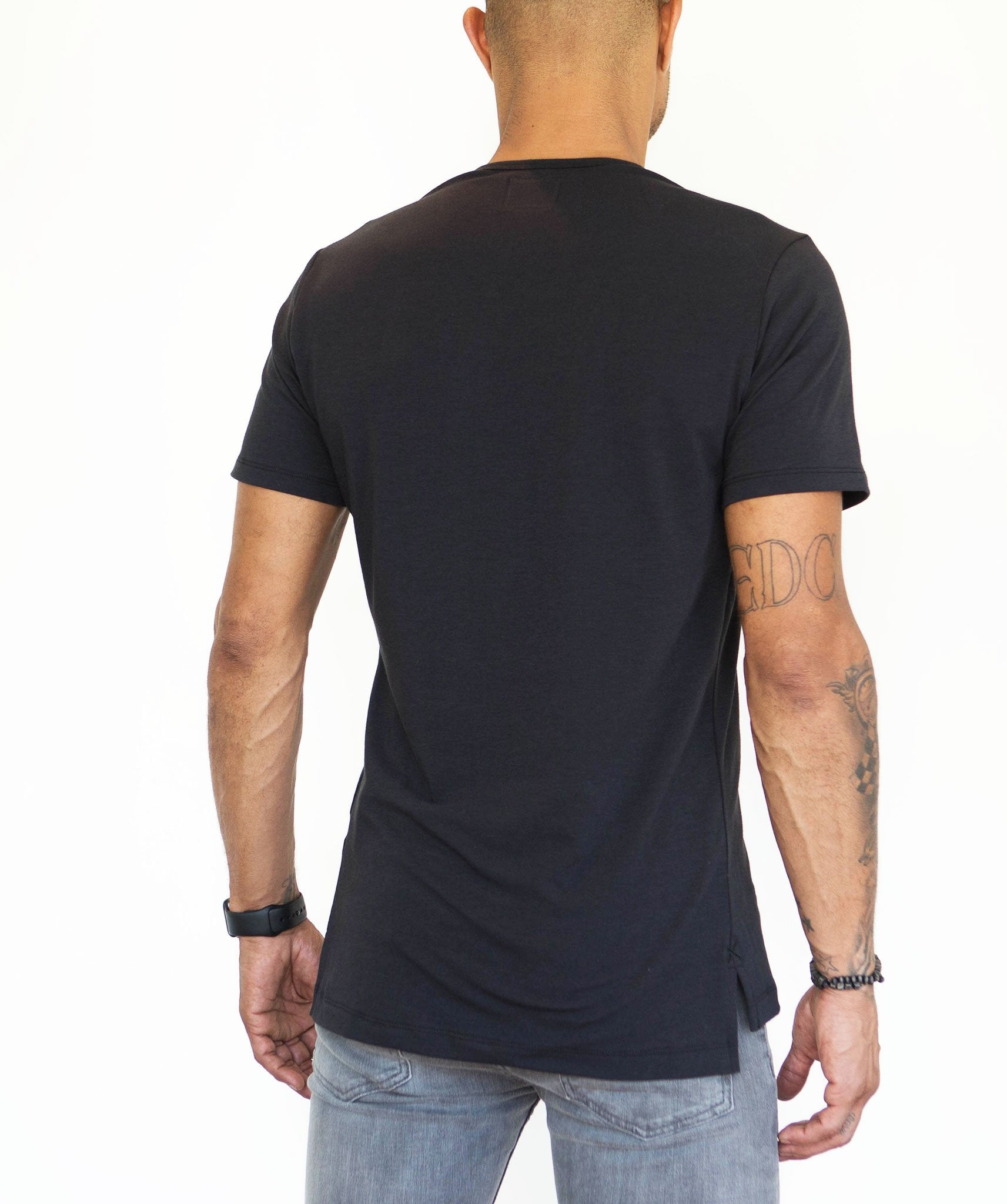 Black Crew Split-Hem