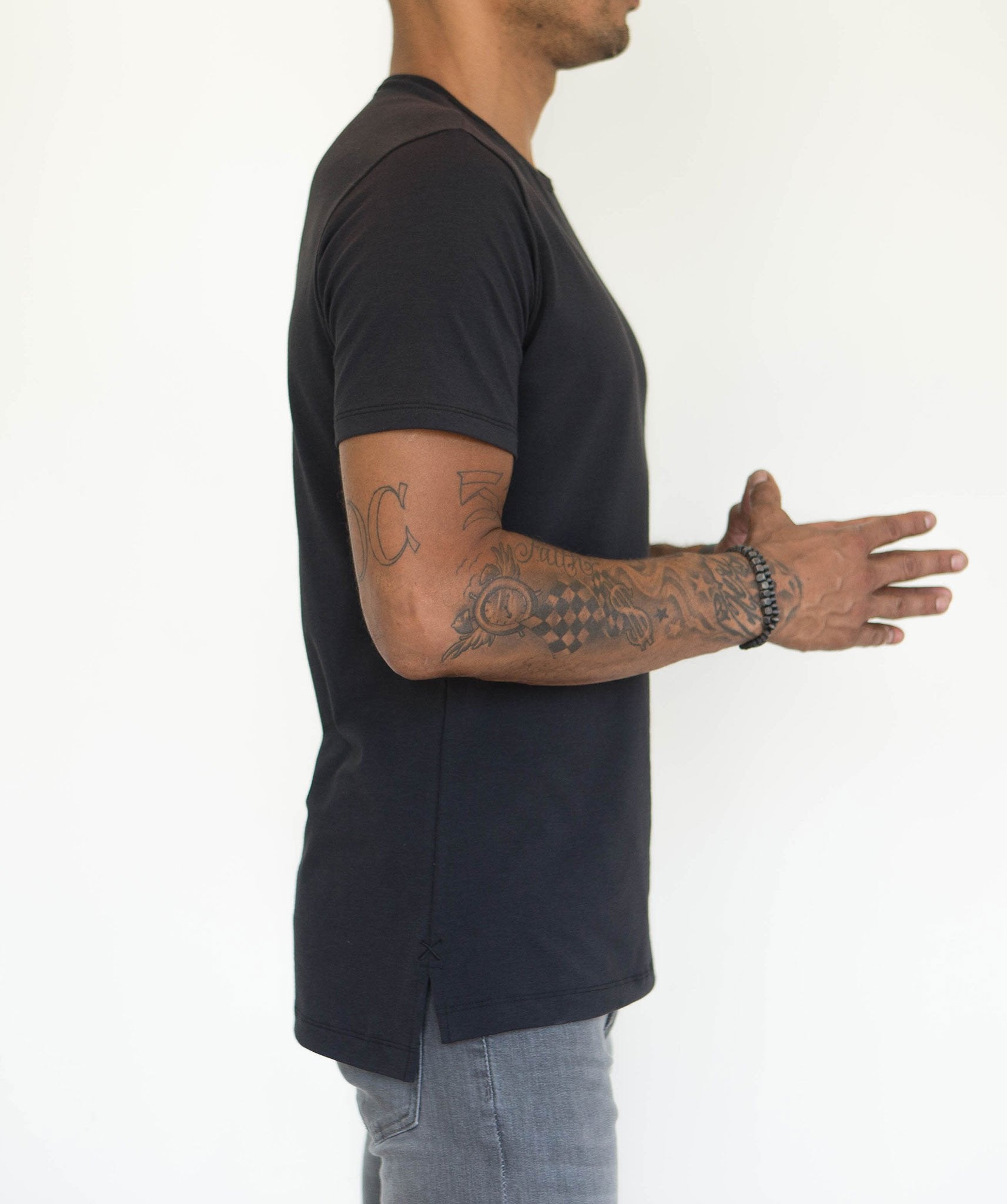 Black Crew Split-Hem