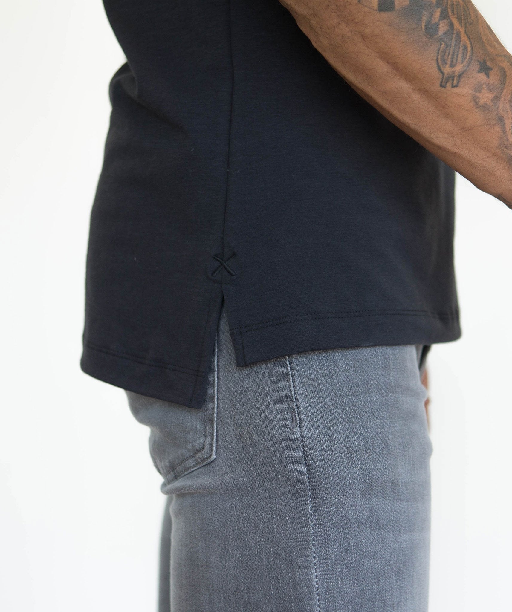 Black Crew Split-Hem