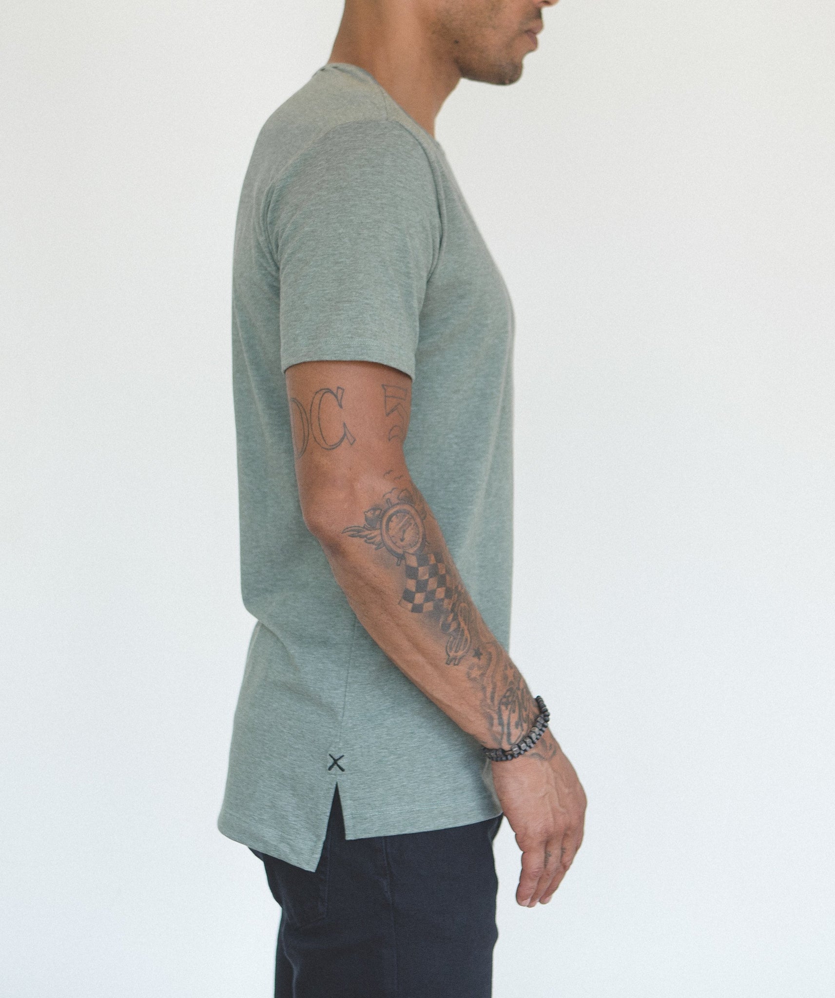 Green Crew Split-Hem