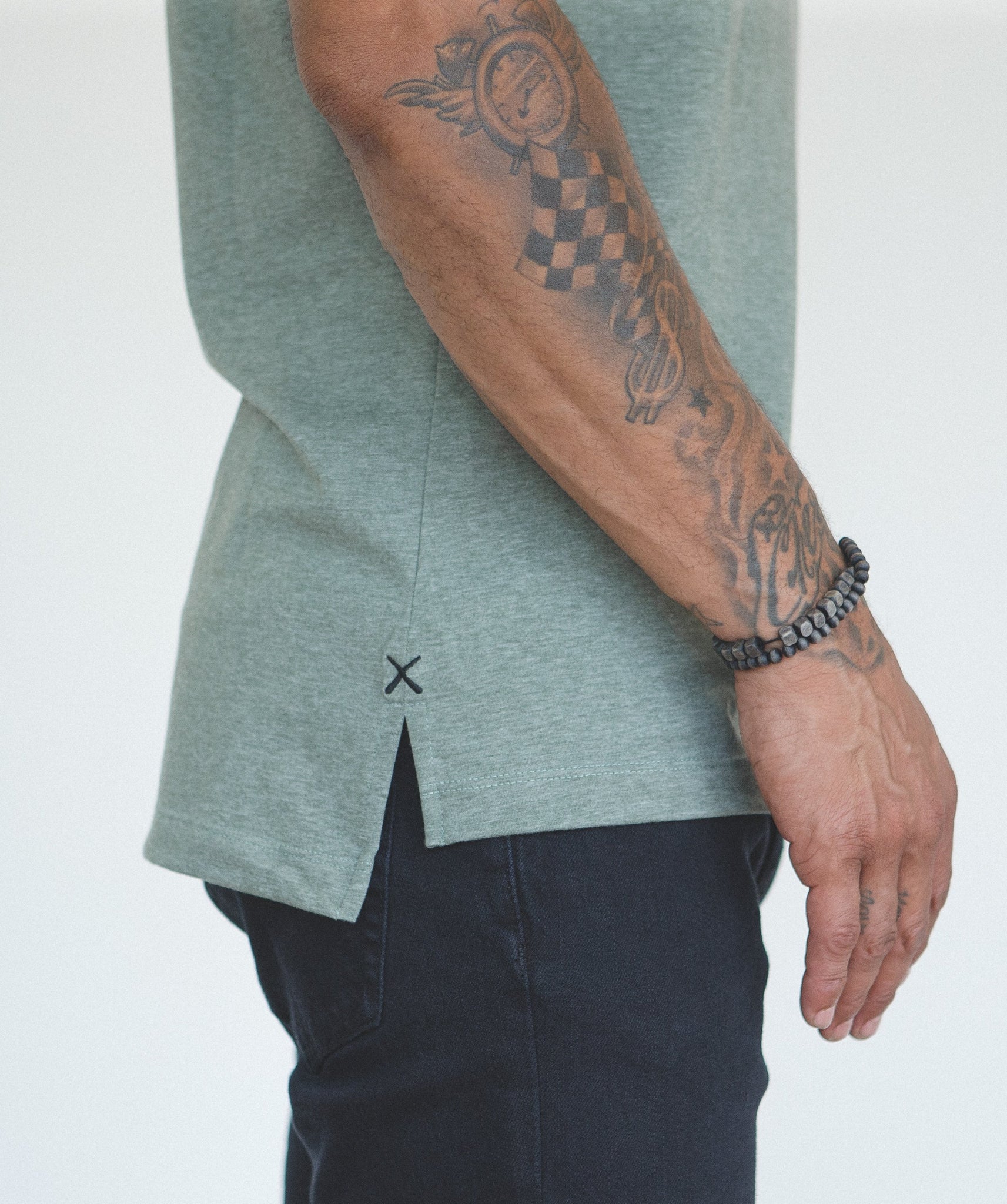 Green Crew Split-Hem