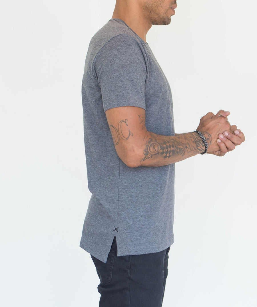 Grey Crew Split-Hem